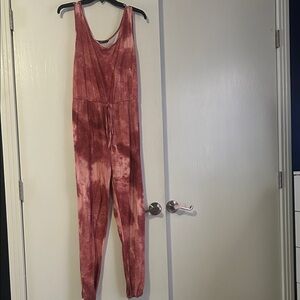 Stylish Tie-Dye Jumpsuit in red/Pink